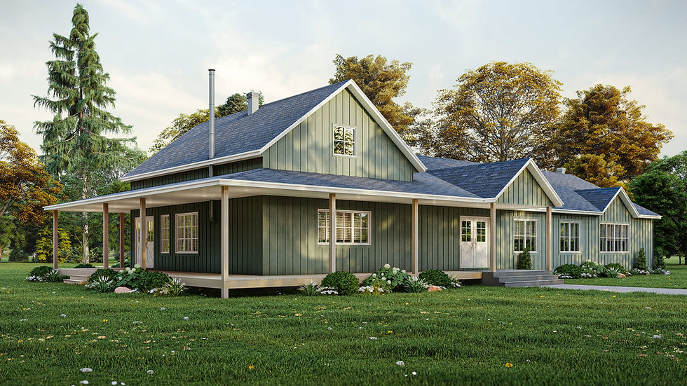 Maison intergénérationnelle farmhouse 5 chambres avec garage double - Extérieur avant