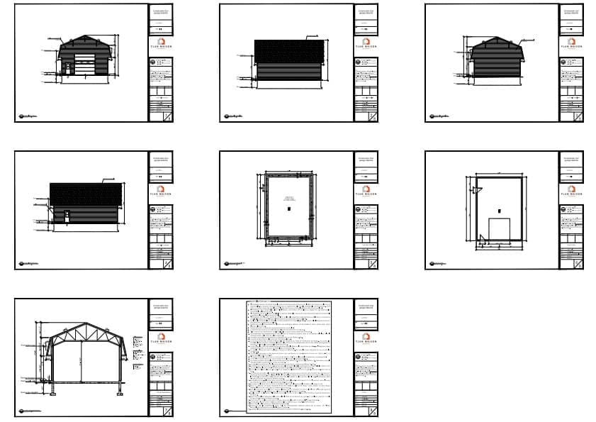 Plans techniques et élévations d’un garage détaché farmhouse champêtre 36x26