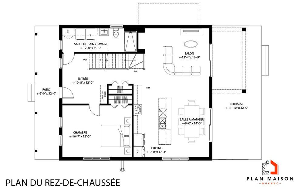 architecture résidentielle rustique avec mezzanine ouverte rez-de-chaussée ouvert