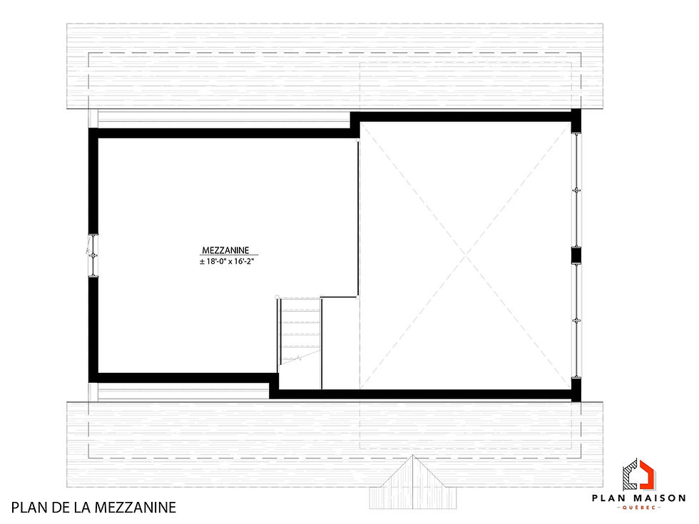 Miniature : Plan de petite maison avec mezzanine - Plan de la mezzanine