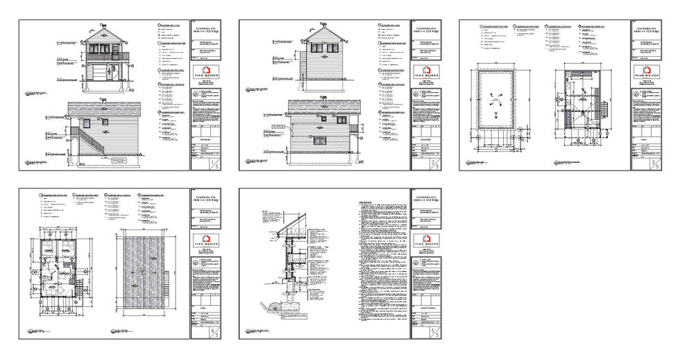 Plans de construction complets d’un plan de garage avec logement à l’étage