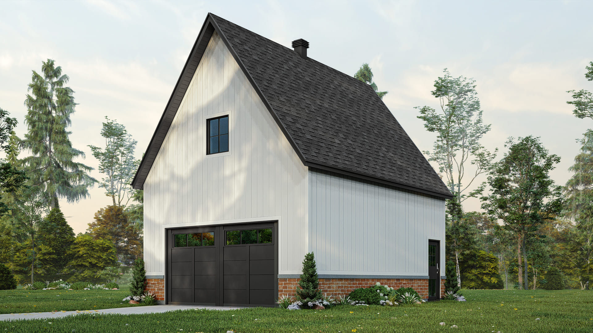Plan de garage double farmhouse compact - Extérieur avant