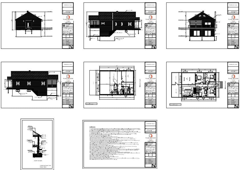 plans techniques maison coupe elevation details construction