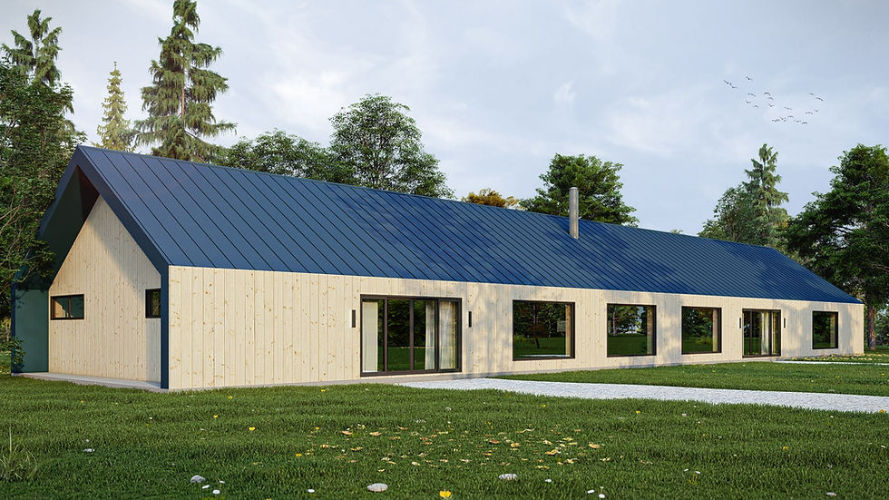 Miniature : Plan de maison sur terrain étroit en longueur - Extérieur arrière