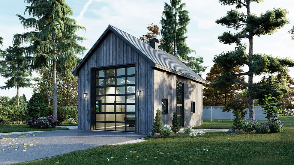 Plan de garage scandinave - Extérieur avant