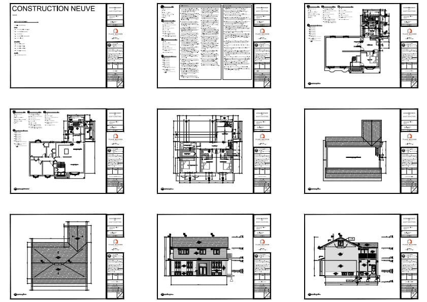 Plans architecturaux d'un agrandissement résidentiel avec réaménagement du sous-sol et ajout d'un étage.