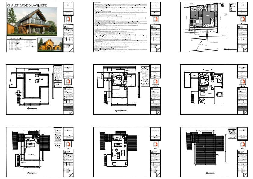 Plans techniques architecture résidentielle moderne bois surélevée