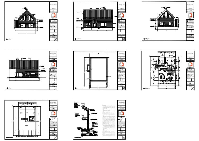 Plans de construction d’un chalet scandinave avec mezzanine et deux chambres