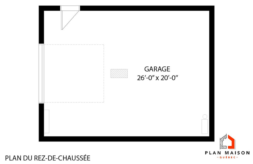 plan de garage 26x20 avec espace intérieur ouvert
