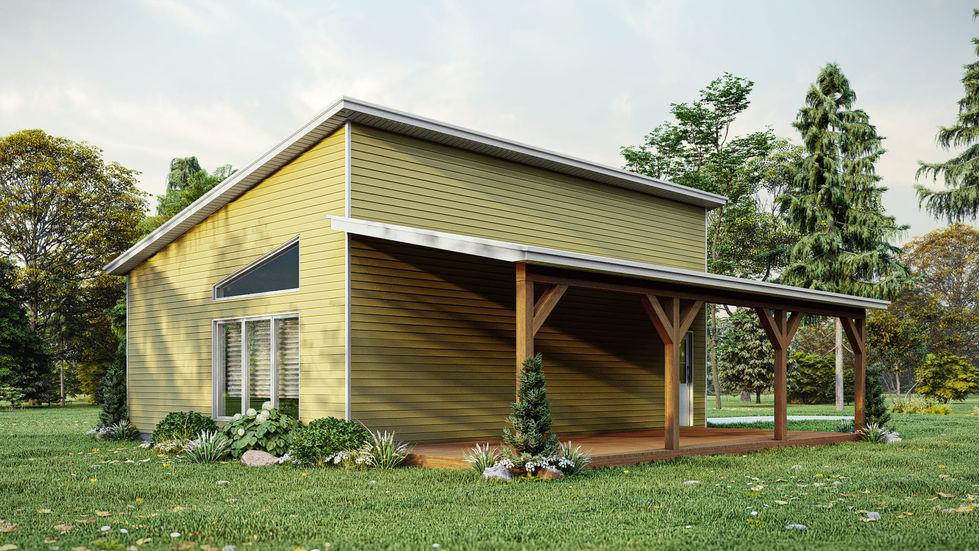 garage avec carport bois structure apparente vue arrière