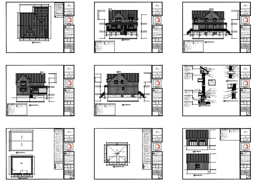élévations résidence champêtre à véranda périphérique façades toiture architecture