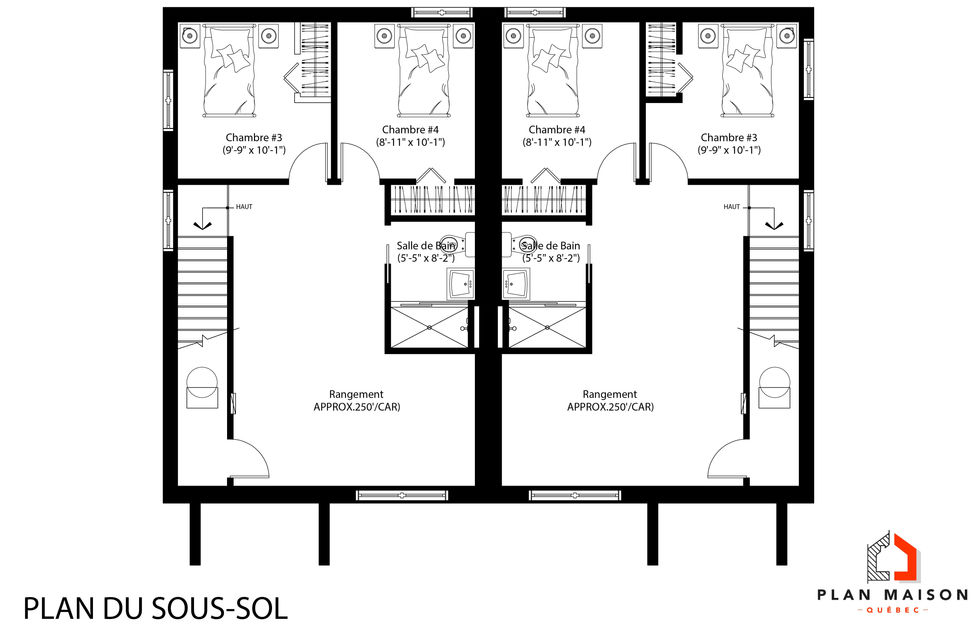 Sous-sol aménagé d’une maison jumelée moderne à revenus