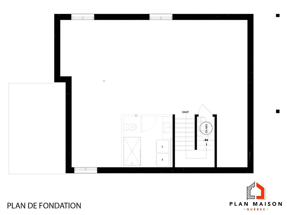 Miniature : Plan de maison scandinave rustique noire - Plan du sous-sol