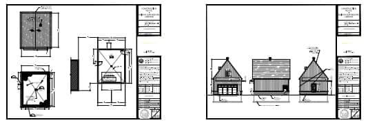 Plans techniques et élévations d’un garage double détaché de 21 pieds par 26 pieds