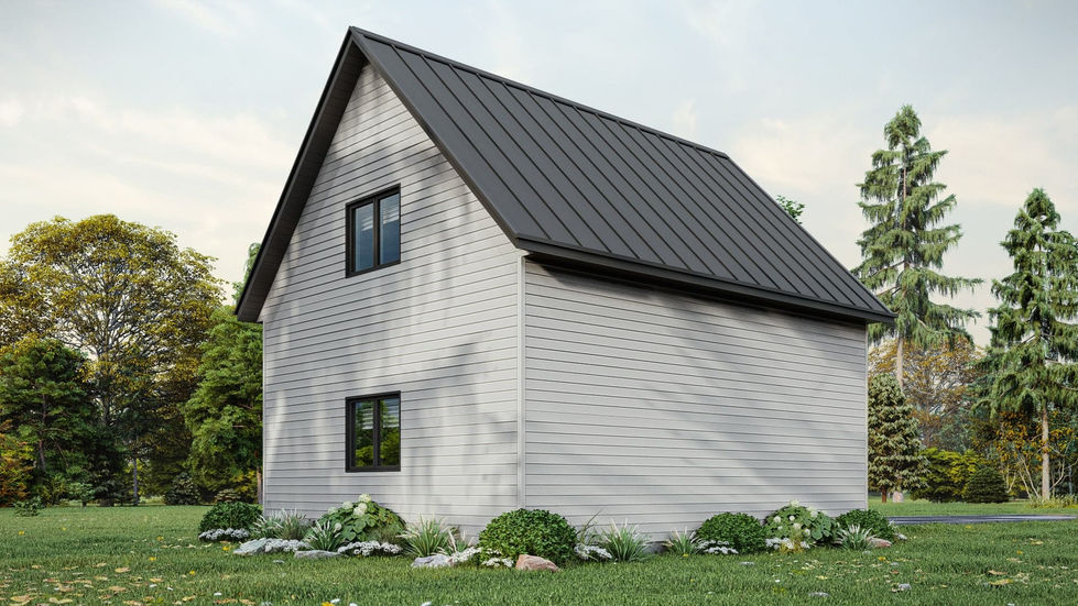 garage avec étage de rangement vue arrière toiture deux versants