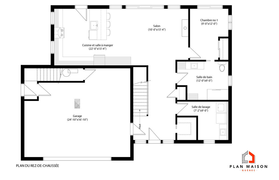 plan maison contemporaine garage double rez-de-chaussée