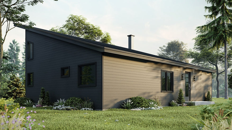 Maison en plan de plain-pied - Extérieur arrière