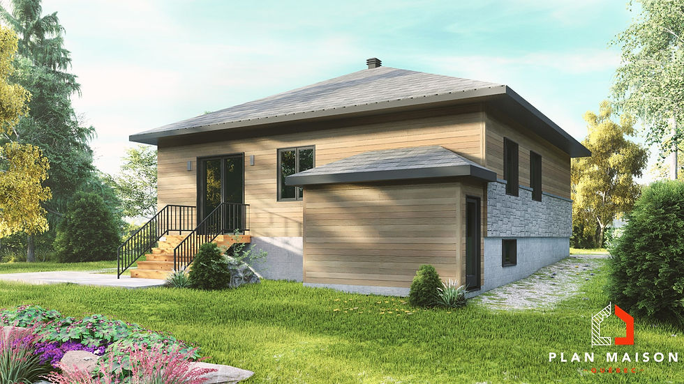 Maison neuve intergénération - Perspective 3D de l'arrière de la maison