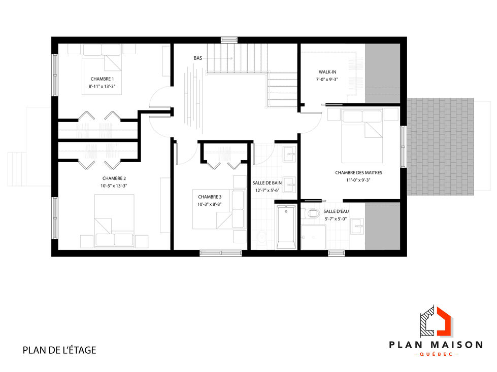 résidence contemporaine familiale avec sous-sol habitable – distribution des chambres étage