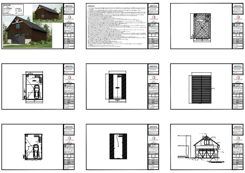 plans architecturaux garage bois contemporain technique