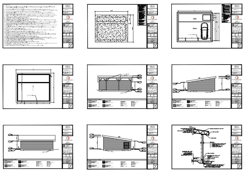 plans techniques garage contemporain carport intégré