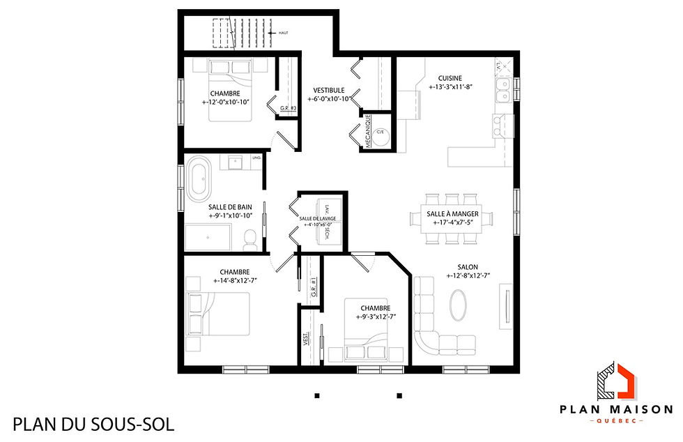 Thumbnail: Modèle de duplex - Plan du sous-sol