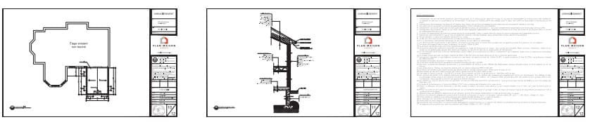 Plans techniques d'une extension résidentielle avec ajout d'un séjour lumineux.