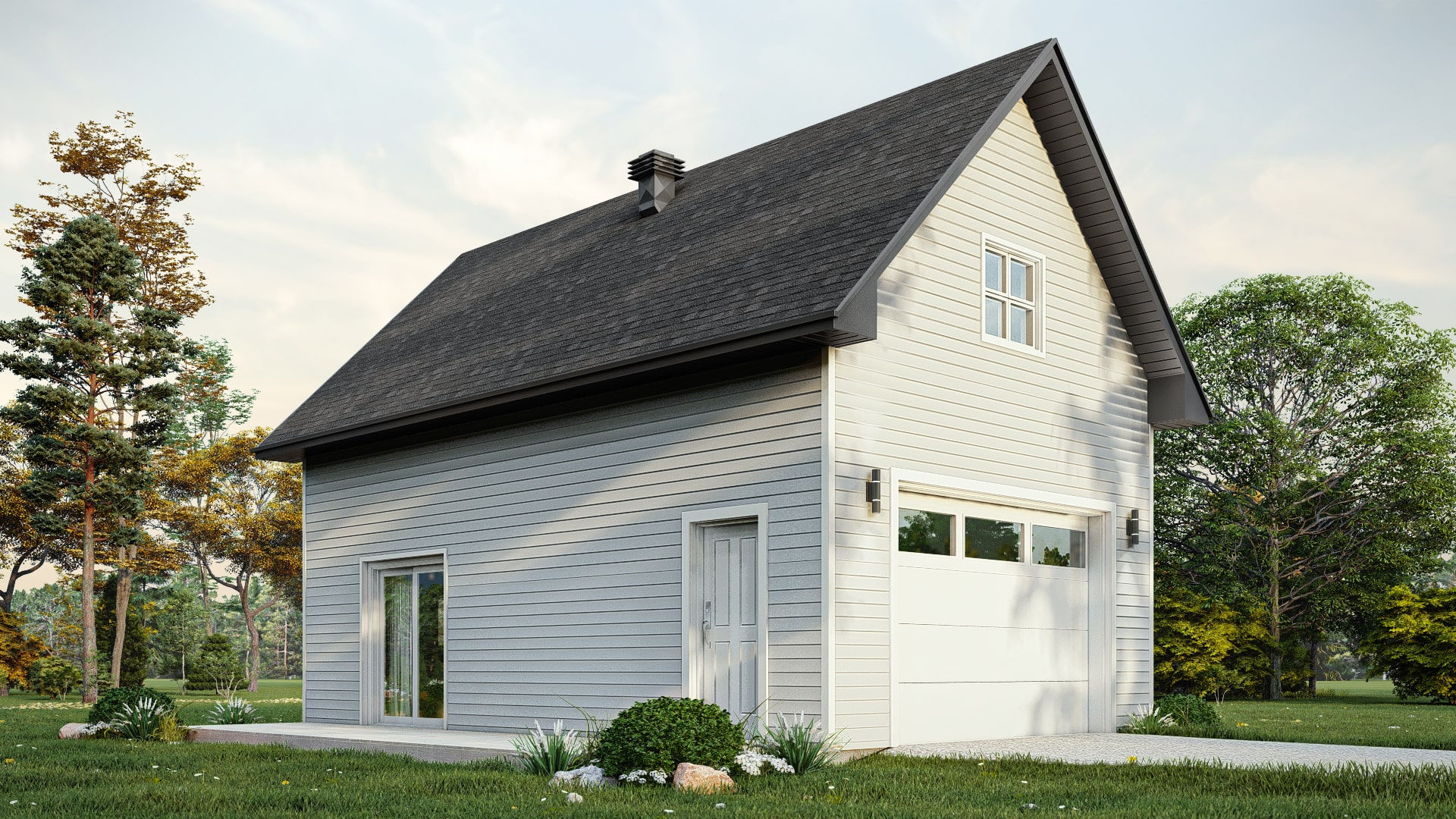 Plan de garage avec chambre au-dessus - Extérieur avant