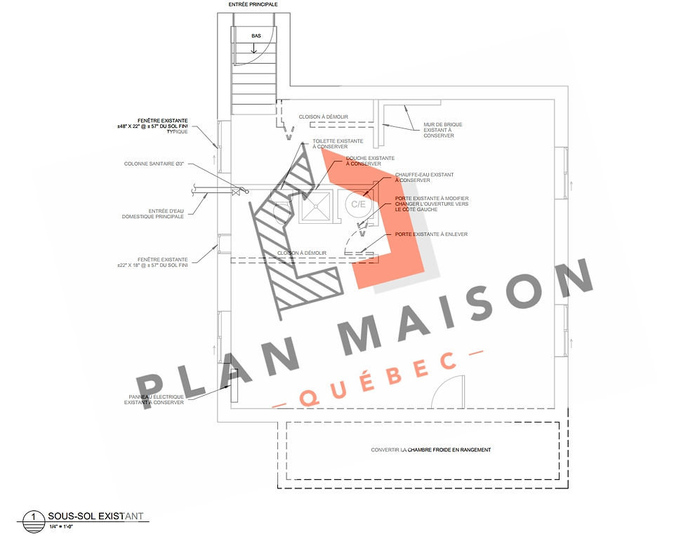 Maison double - plan du sous-sol actuel