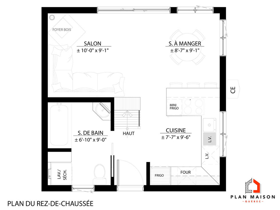 micro maison scandinave plan rez-de-chaussée espace ouvert