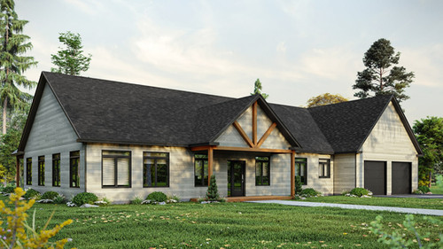 4-bedroom single-story farmhouse house plan | Plan Maison Québec