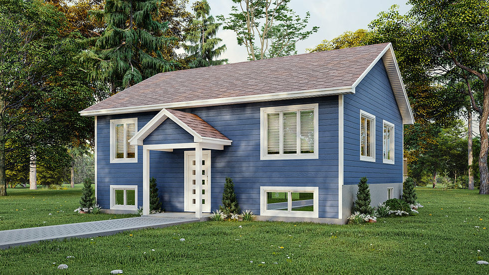 Plan de maison traditionnelle de plain-pied avec sous-sol fini - Extérieur avant