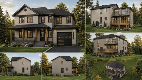 Vue aérienne d’une résidence agrandie avec garage intégré et mezzanine.
