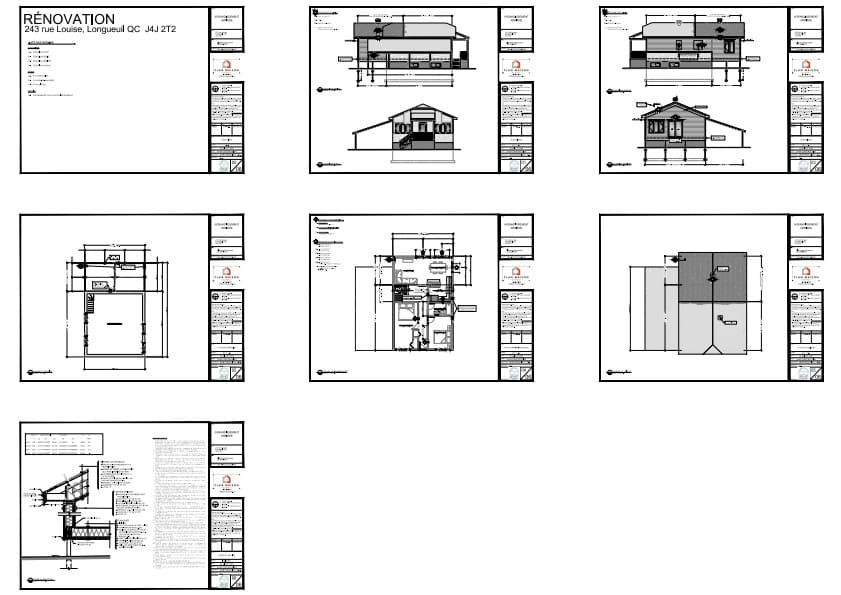 Plans de construction d'un agrandissement arrière maison salle à manger cuisine réalisés par Plan Maison Québec.