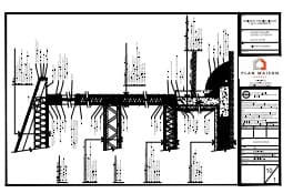 Dessin technique d'un plan de coupe murale résidentielle montrant les détails de construction et les assemblages structuraux.