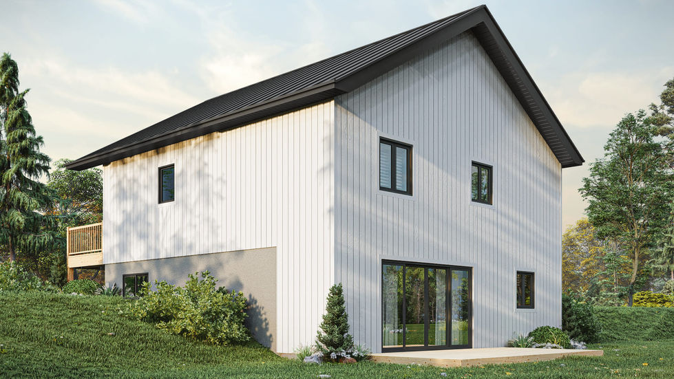 Maison contemporaine avec mezzanine vue arrière et rez-de-jardin