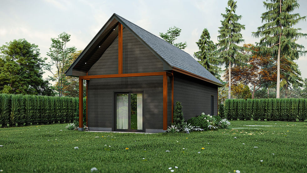 Plan de garage détaché rustique compact - Extérieur arrière