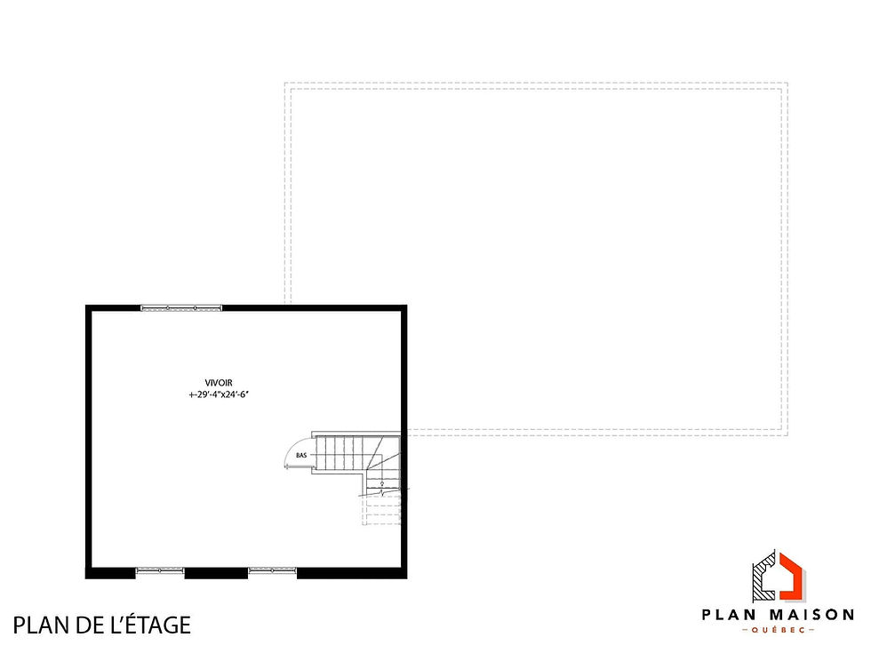 Miniature : Plan de maison moderne à toit monopente avec garage double - Plan de l'étage