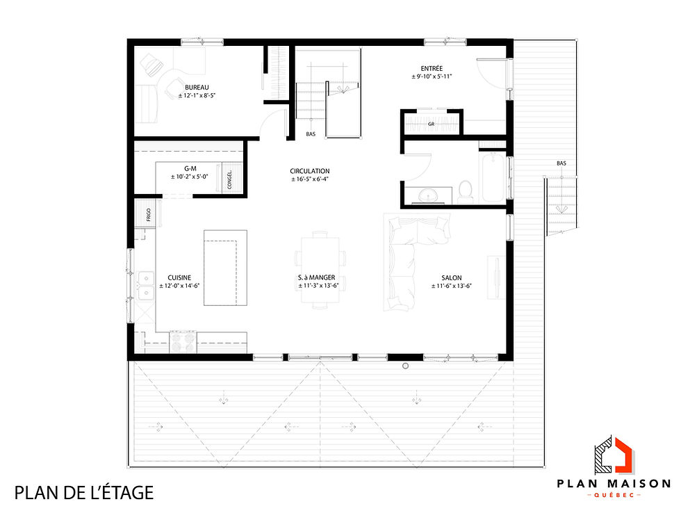 Thumbnail: Plan de maison terrain en pente - Plan de l'étage