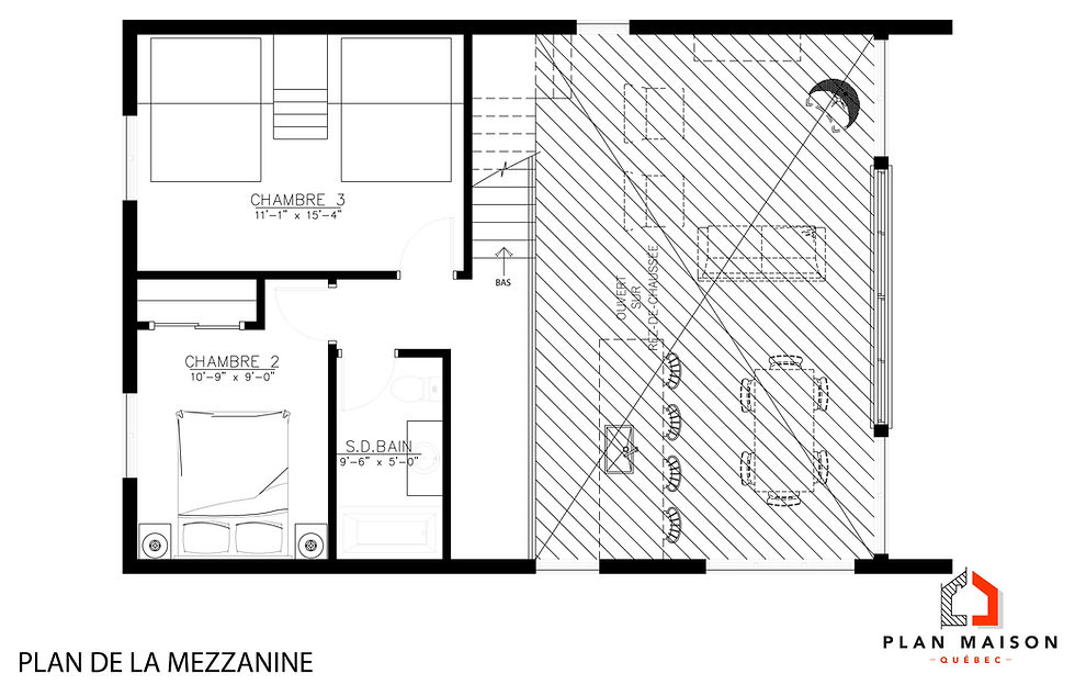 Miniature : Modèle de chalet à construire - Plan de la mezzanine