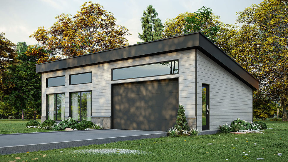 Plan de garage moderne avec salle de bain - Extérieur avant