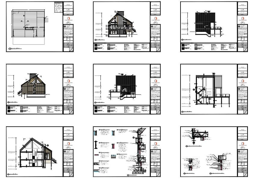 plans techniques maison scandinave construction complète