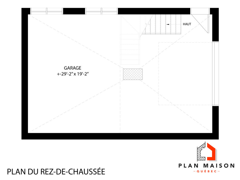 Plan de garage champêtre détaché avec espace mezzanine et grand espace intérieur