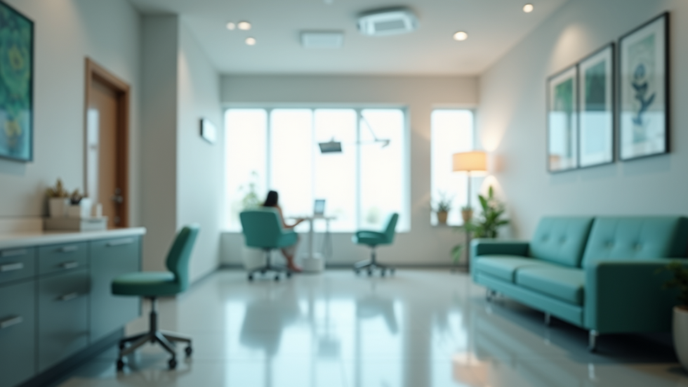 High angle view of a dental clinic waiting area