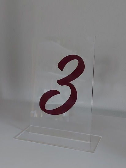 Perspex white table number