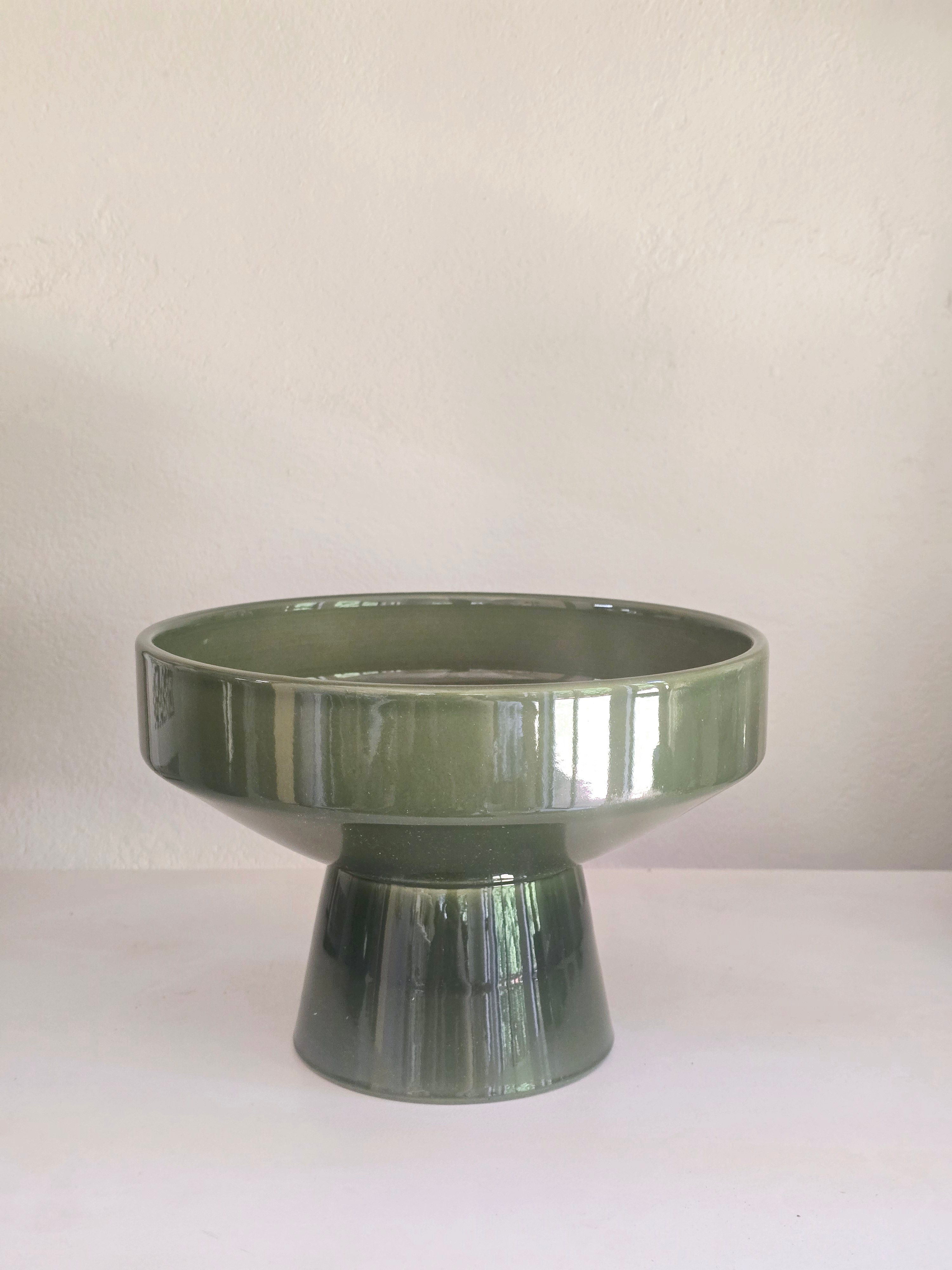Green ceramic mushroom vase