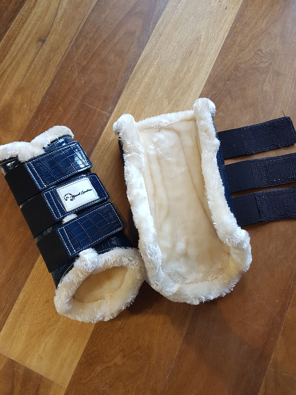 Thumbnail: Navy Patent Croc Print Brushing Boots