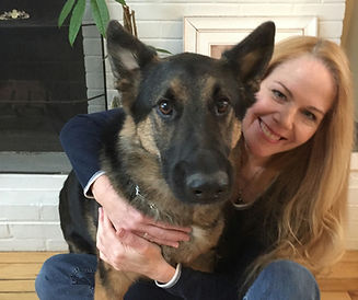 female veterinarian with german shephard dog