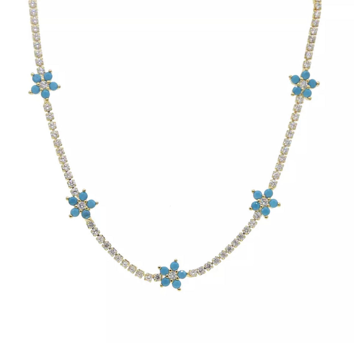 Turquoise flower choker
