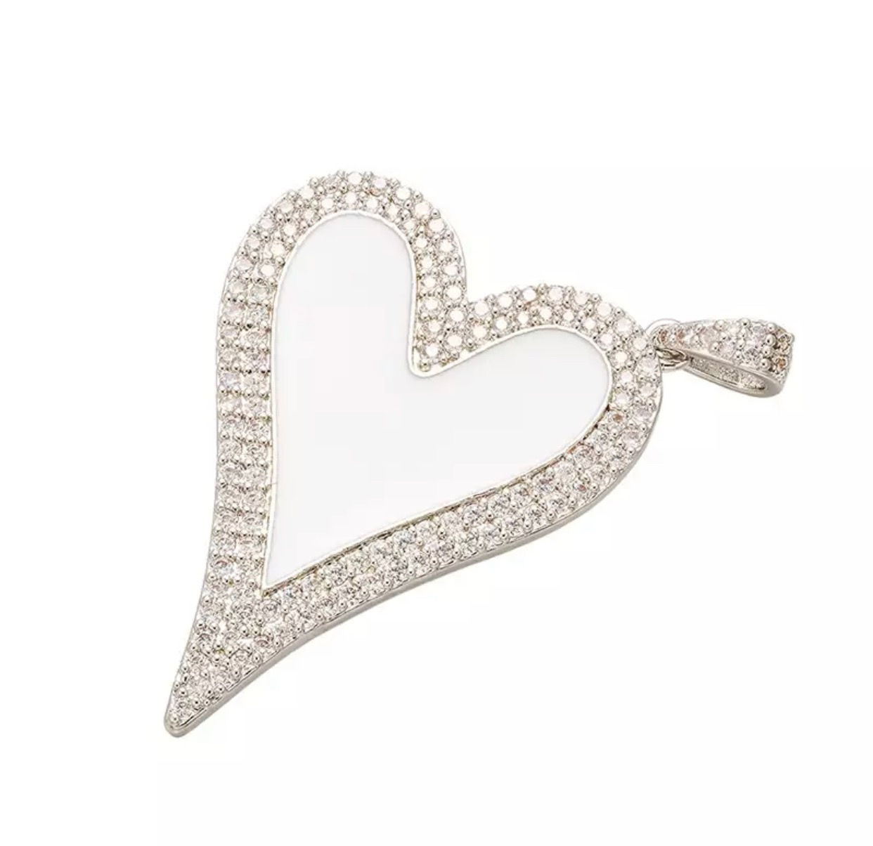White XL heart Charm